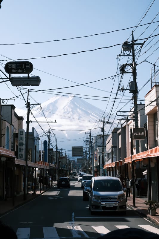 Mount Fuji Framed by Urban Streets